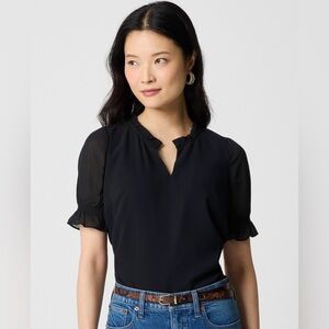 NWT J.Crew Short-Sleeve Ruffleneck Blouse Medium